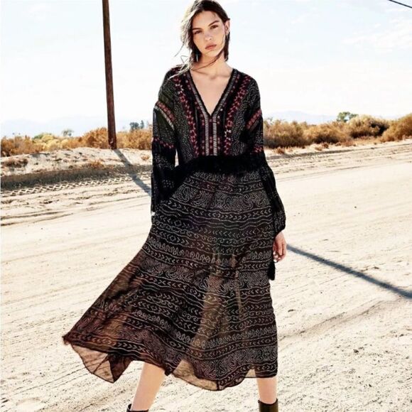 Free People Starry Night Velvet Ruffle Maxi Dress Size XS - Picture 7 of 7